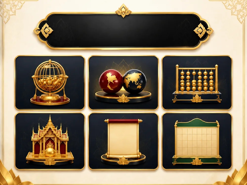 ประเภทหวยพร้อมตราสัญลักษณ์หกแบบเกี่ยวกับเว็บหวยออนไลน์ YADOM168